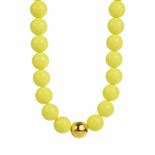 Piper beaded necklace with oversized glossy acrylic beads and gold-tone center accent