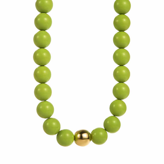 Piper beaded necklace with oversized glossy acrylic beads and gold-tone center accent