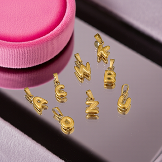 18k Stainless Steel Bubble Letter Charms 6mm
