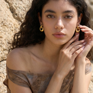 Quinn Link Earrings in gold and silver with double-link design