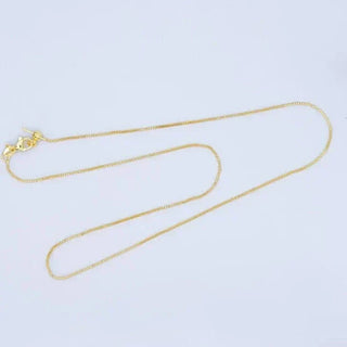 Simple Threader Box Chain in gold-tone metal, featuring a delicate fine box-link chain and clasp