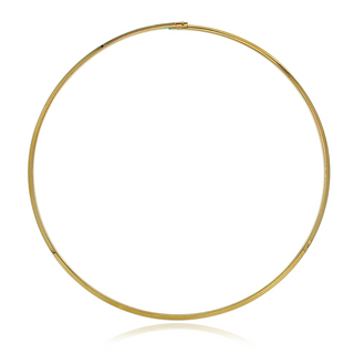 Sleek Collar Choker in polished gold-tone metal, a slim rigid circular collar with a small clasp closure