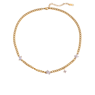Torino star curb chain necklace in gold-tone metal with a polished curb-link design and small clear star-shaped accents
