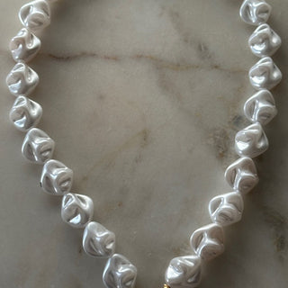 Baroque Pearl Heart Necklace - Stainless Steel