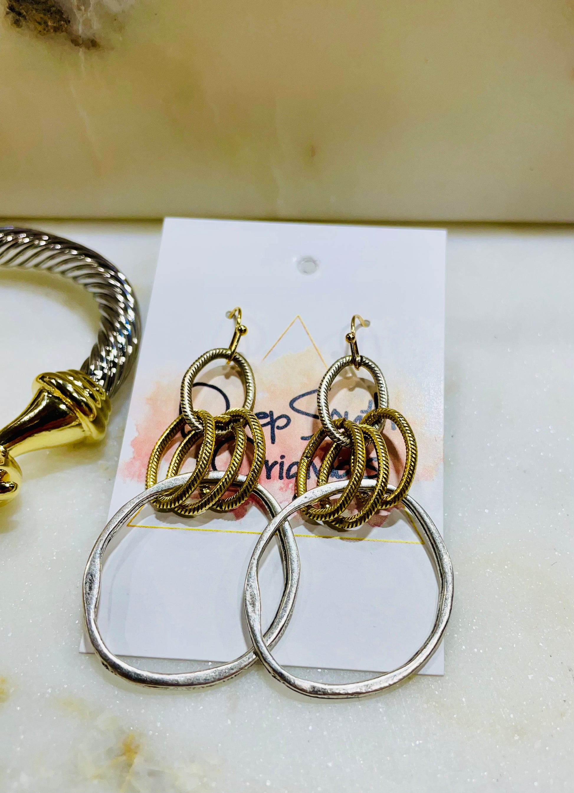 Handmade Gold and Silver Circle Earrings by Deep South Originals - Deep South Originals